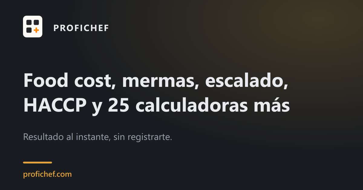 Tarjeta de las calculadoras de Profichef