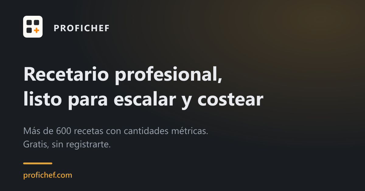 Tarjeta del recetario de Profichef